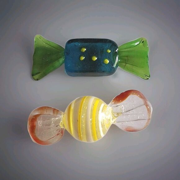 Murano Style Art Glass Wrapped Candy Pieces Multicolor Ornament Figurines 2 - Picture 1 of 3